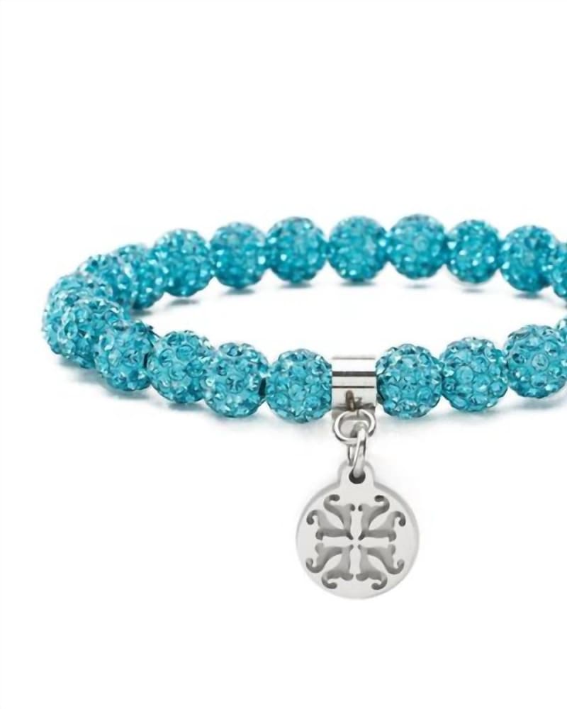 Front of a size O/S Emerson Mini Bracelet in Silver/Light Turquoise in Silver/Light Turquoise by Rustic Cuff. | dia_product_style_image_id:330133
